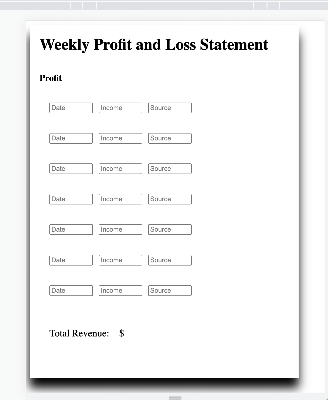 Profit and Loss Statement image